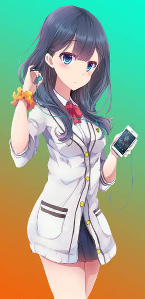 Anime Girl Listening To Music Phone Wallpaper