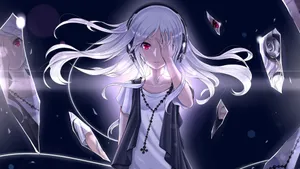 Anime Girl Nervously Peeks From Behind The Shadows Of Her Lashes Wallpaper