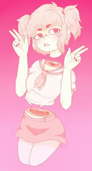 Anime Girl Pastel Gore Floating Body Parts Wallpaper