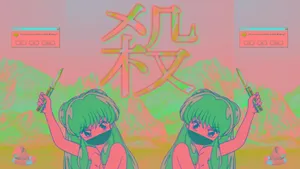 Anime Girl Pastel Pink Aesthetic Computer Wallpaper