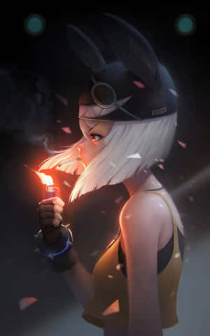 Anime Hat Girl Smoking Wallpaper