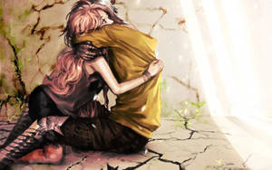 Anime Hug In Dried Soil Wallpaper