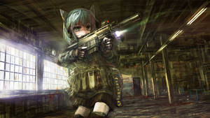 Anime Military Girl Shooting Wallpaper