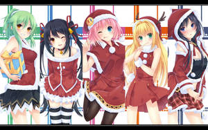 Anime Waifu Christmas Aesthetic Santa Costumes Wallpaper