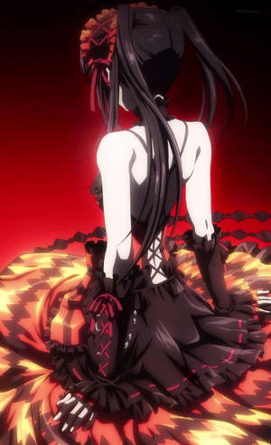 Anime Waifu Kurumi Tokisaki Red Aesthetic Dress Wallpaper