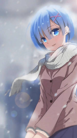 Anime Waifu Rem Re Zero Winter Aesthetic Wallpaper