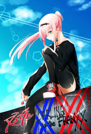 Anime Waifu Zero Two On Graffiti Wall Wallpaper