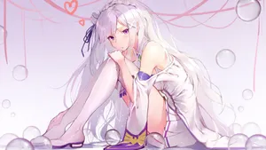 Anime White: A Picturesque Snow-covered Landscape And A Silhouette In The Sunset Wallpaper