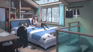 Anime Winter Bedroom Wallpaper