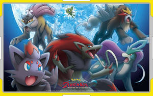 Anime Zoroark With Other Pokémon Wallpaper