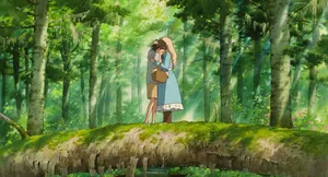 Anna And Marnie Sharing A Moment Under The Moonlight In When Marnie Was There Wallpaper