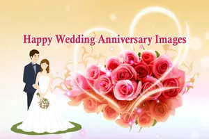 Anniversary Message With Bouquet Of Roses Wallpaper