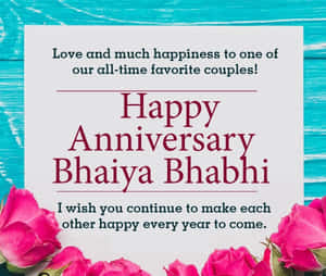 Anniversary Message With Pink Roses Wallpaper