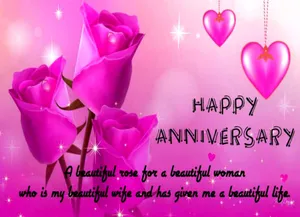 Anniversary Pink Hearts And Flowers Wallpaper