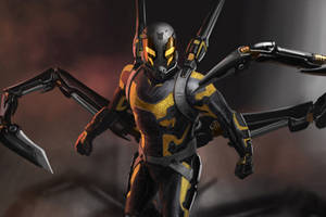 Ant-man Battles Yellowjacket – Intense Superhero Showdown Wallpaper