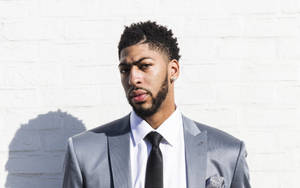 Anthony Davis In Grey Tuxedo Suit Wallpaper