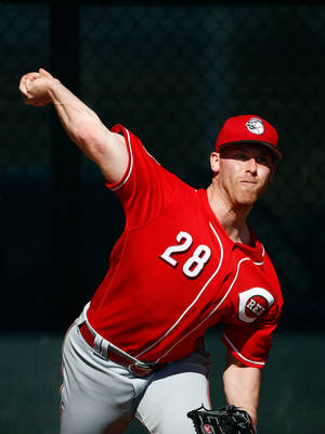 Anthony Desclafani Pitching In Action On The Baseball Field. Wallpaper