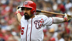 Anthony Rendon Stretching With Baseball Bat Wallpaper