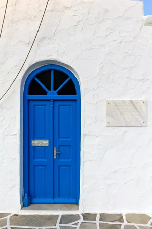 Antique Blue Double Door In Greece Wallpaper