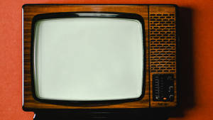 Antique Tv Set Orange Surface Wallpaper