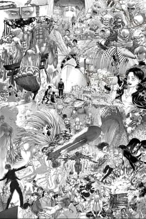 Aot Manga Greyscale Graffiti Art Wallpaper