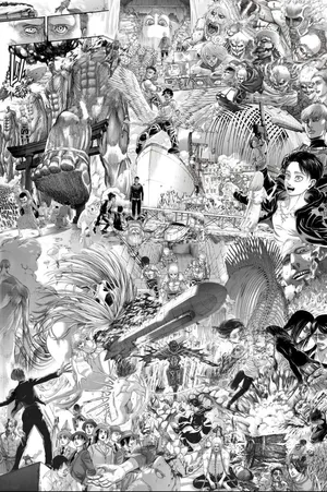 Aot Manga Greyscale Graffiti Art Wallpaper