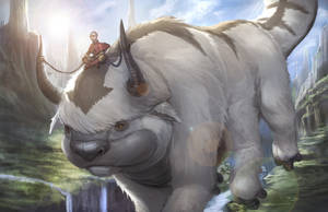 Appa And Aang Graphic Sketch Wallpaper