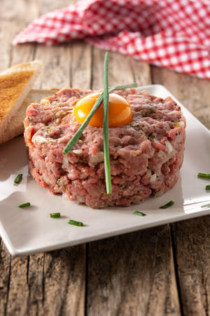 Appetizing Fresh Steak Tartare Ready For Serving Wallpaper