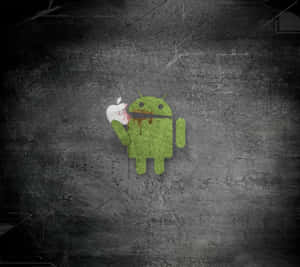 Apple Eating Android Grunge Wallpaper