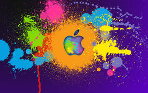 Apple Logo In Colorful Splatter Wallpaper