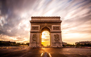 Arc De Triomphe Orange Sky Wallpaper