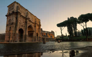 Arch Of Constantine In Front Of Colosseum Wallpaper