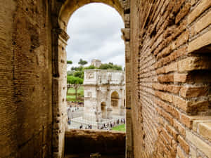 Arched Window With Arch Of Constantine View Wallpaper