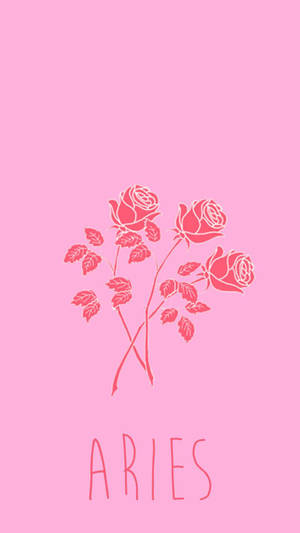 Aries Aesthetic Red Roses In Pink Wallpaper