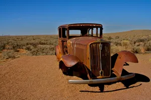 Arizona Abandoned Car In Route 66 Wallpaper