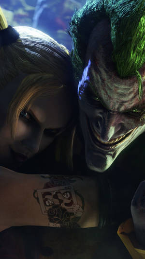 Arkham Knight Joker Harley Quinn Phone Wallpaper