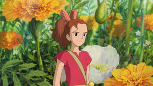 Arrietty Orange Flowers Wallpaper