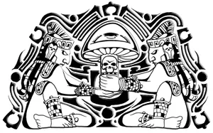 Art Of Natives Holding Cute Skull Mushroom Wallpaper