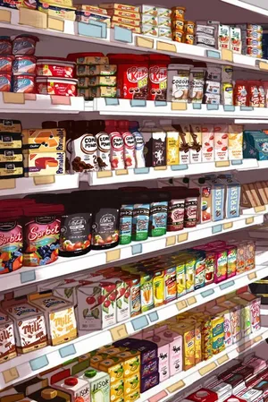 Art Of Shelves In Convenience Store Wallpaper