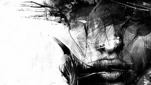 Artful Expression - Woman's Face In Grayscale Digital Drawing. Wallpaper