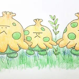 Artistic Illustration Of Shroomish In A Grass Field Wallpaper