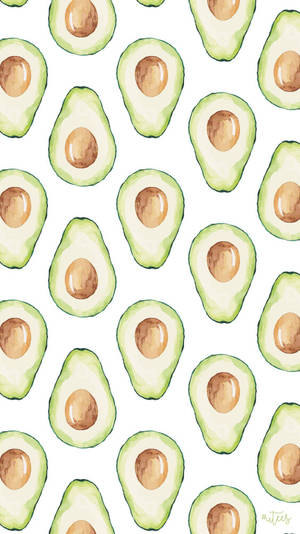 Artsy Avocado Fruit Patterns Digital Painting Wallpaper