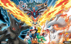 Ashand Pokemon Team Epic Battle Wallpaper