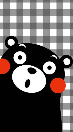 Astonished Kumamon On Grey Gingham Wallpaper