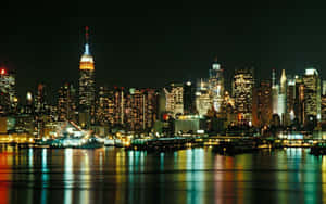 Astounding Night Lights Of New York City Laptop Wallpaper