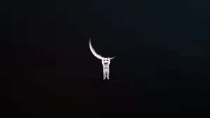 Astronaut Aesthetic Hanging On Crescent Moon Wallpaper