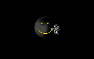 Astronaut Aesthetic Smiley Moon Wallpaper