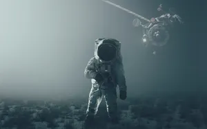 Astronaut Aesthetic With Space Rover Wallpaper