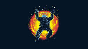 Astronaut Blast With Sun Wallpaper