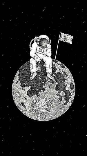 Astronaut Lonely On Moon Illustration Art Wallpaper